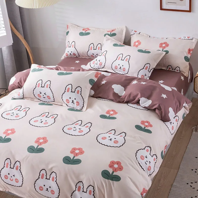 

Home Simple Bedding Sets With Pillowcase Duvet Cover Sets Bed Sheet Sanded Single Double Queen Size Quilt Covers Bedclothes