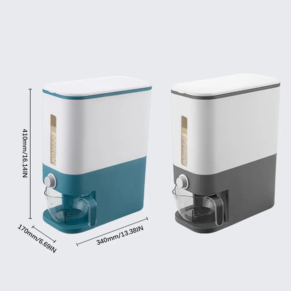 

Kitchen Tool PP Rice Storage Box Push Type Sealed Large Capacity Rice Bucket With Scale Extended Handle