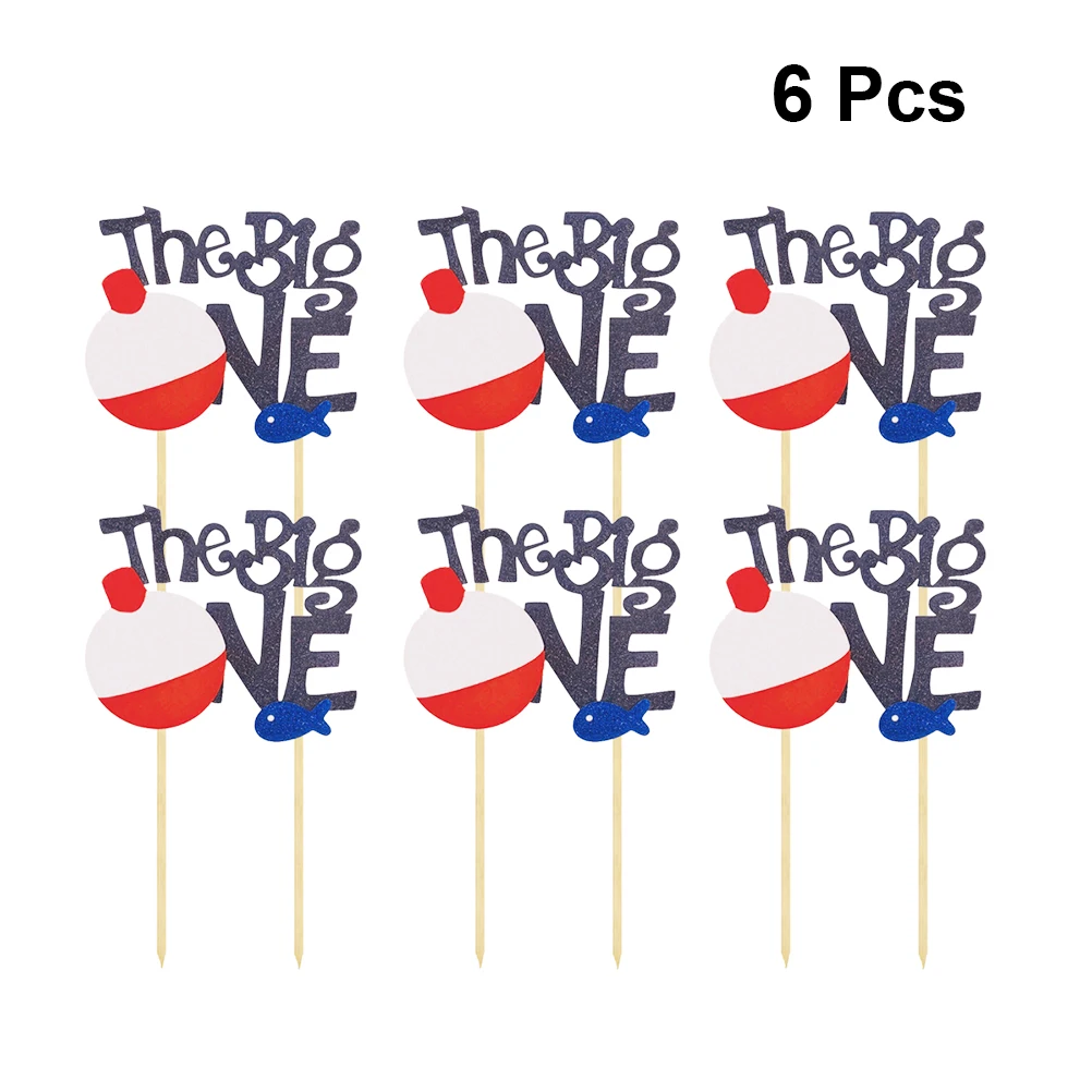 6 шт. для рыбалки торта Топпер кекса вечерние принадлежности десертов украшение