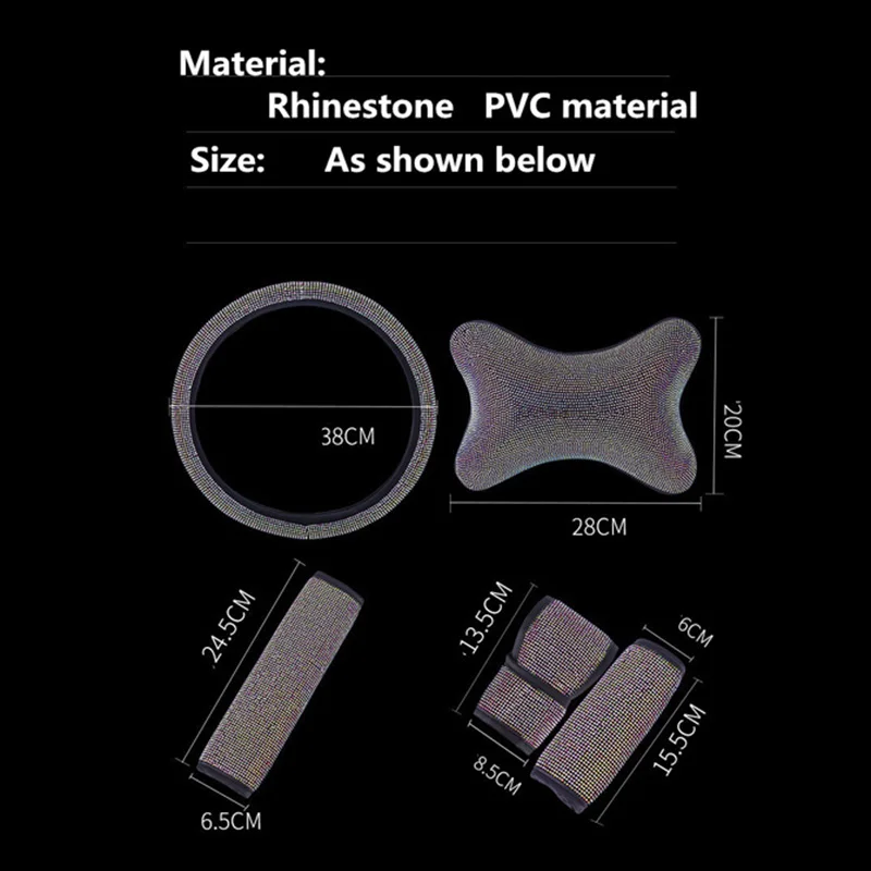 

Crystal Diamond Gearbox handle cover Hand brake cover car seat safety belt shoulder cover Car Interior Set Accessories for girls
