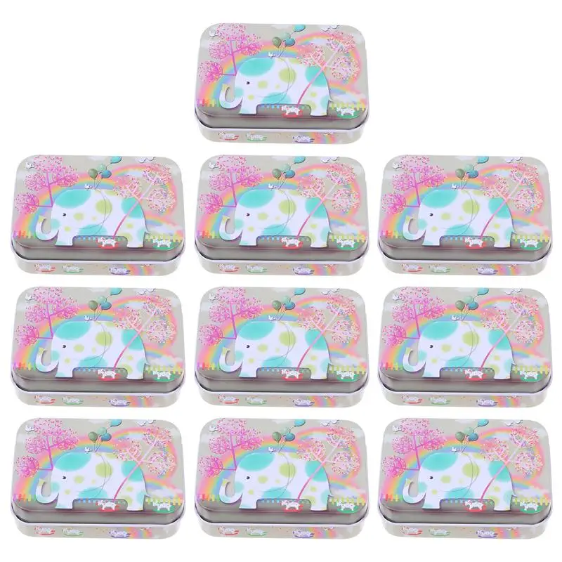 

10pcs Storage Case Storage Box Tinplate Candy Box Present Tinplate Box Packing Box for Present Postcard Home