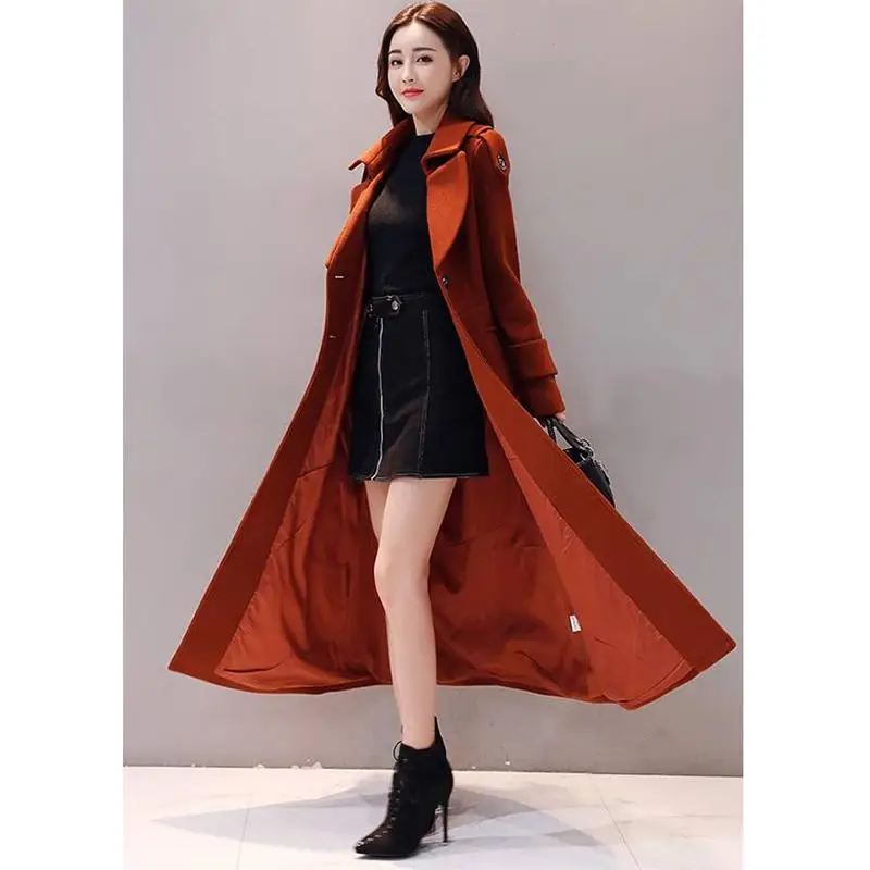 

2019 Winter Clothes Long Wool Coat Women Plus Size Coat Tops Autumn Woolen Coat Single-breasted Jacket Causal Lady Outwear 3XL