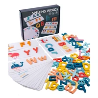 new kids wooden spelling word puzzle game educational toy for children english alphabet cards letter learning toys wood blocks