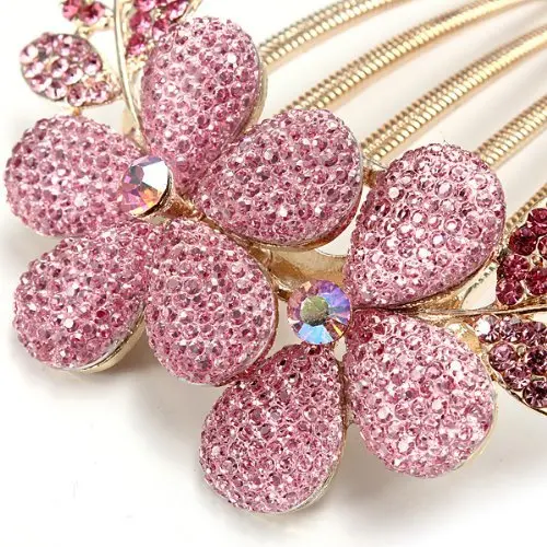 

Charm Fashion Lady Girl Flower Pattern Alloy Rhinestone Barrette Hair Clip Comb