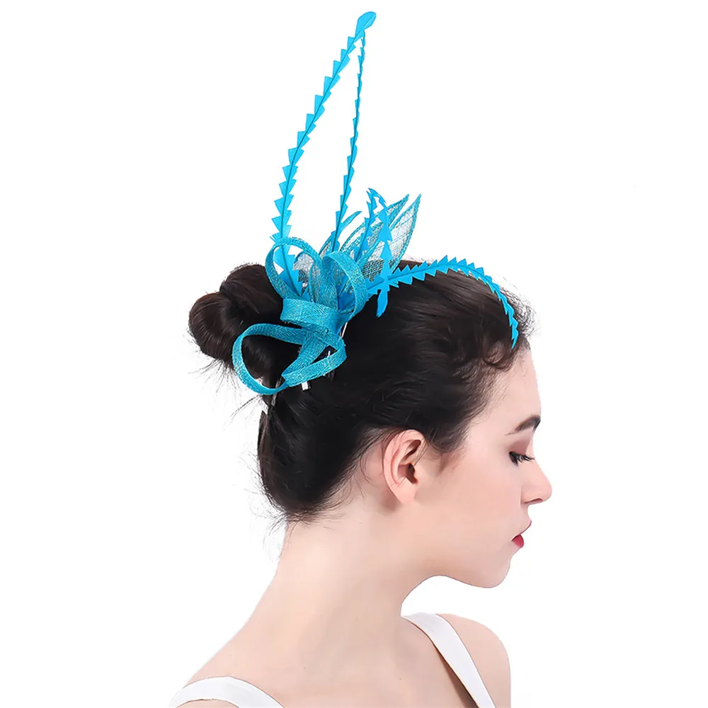 Turquoise Sinamay Vintage Loops Wedding Fascinator Hair Headdress Accessories Elegant Female Ladies Church Hats Fedora 3 Pcs/Lot |
