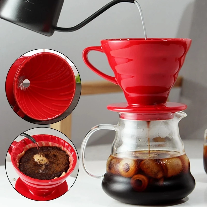 

Pour Over Coffee Maker Separate Stand for 1-4 Cups V60 Style Ceramic Coffee Drip Filter Cup