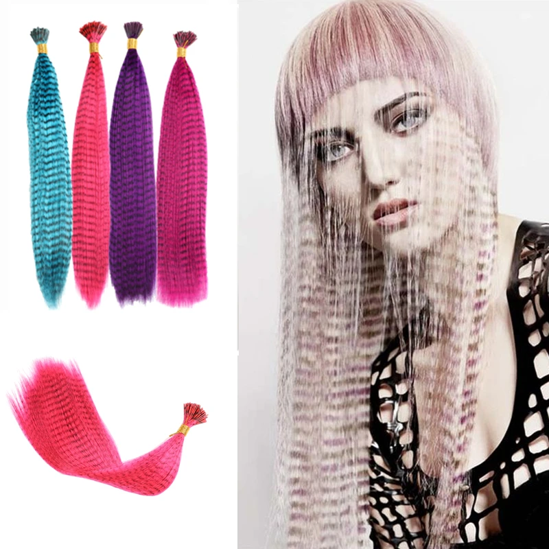 10 шт./лот красочные очаровательные удлинители волос с перьями гризли длинные