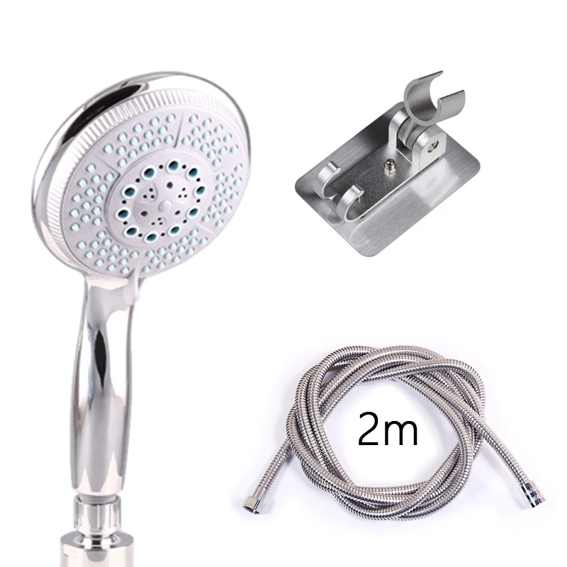 SET2 LOMAZOO 5 режимов ручной душевая головка ванная душевая абс пластиковая ванная душевая головка большая панель круглая - Цвет: SET2