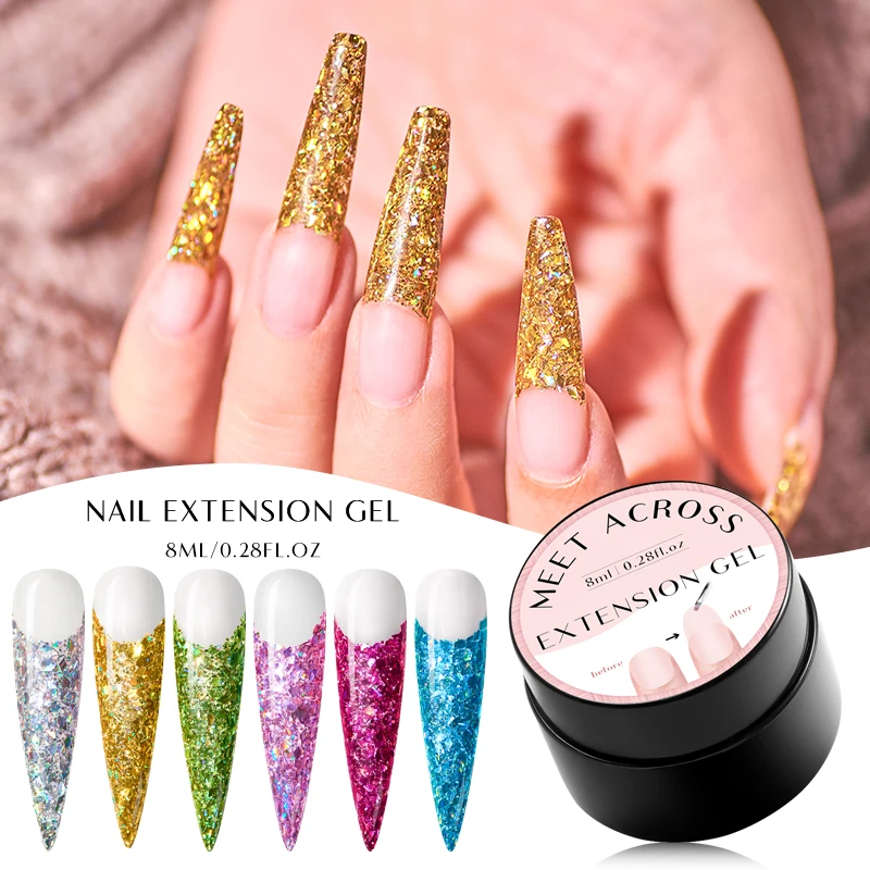 Быстрый гель для наращивания 6 цветов голографический Блестящий акриловый