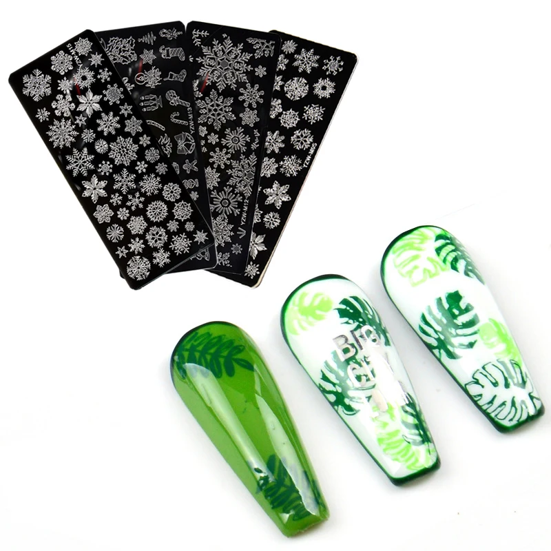 Рождественский дизайн штамповочные пластины для ногтей Гель-лак печать трафарет