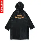 Модная непромокаемая куртка в стиле хип-хоп с капюшоном, пальто, уличная одежда, мужская водонепроницаемая ветровка, Повседневная Длинная Куртка, Черное Матовое пальто 2022