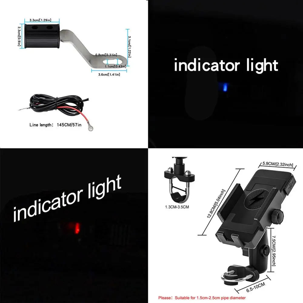 

Universal Cell Phone Rearview Mirror Stand Holder Motorcycle Wireless Fast Charging Mobile Phone Bracket With Charger