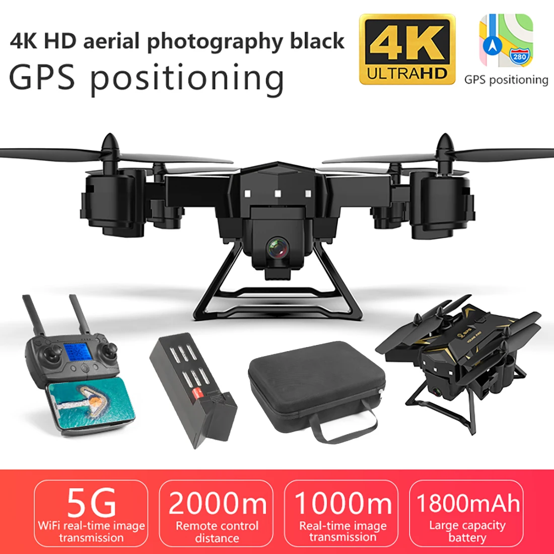 KY601G Black Квадрокоптер KY601S KY601G 4K HD камера 5G wifi HD камера 1080P складной Дрон с широкоугольным FPV Профессиональный квадрокоптер - Цвет: KY601G Black