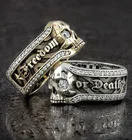 Уникальное мужское кольцо в стиле ретро с изображением черепа и букв, кольцо из сплава в стиле панк, кольца в подарок для мужчин