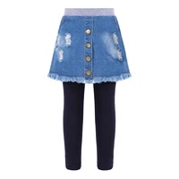girls leggings skirt pants 2021 spring autumn kids leggings with ripped jean skirt children fashion denim skirt trousers 3 14y