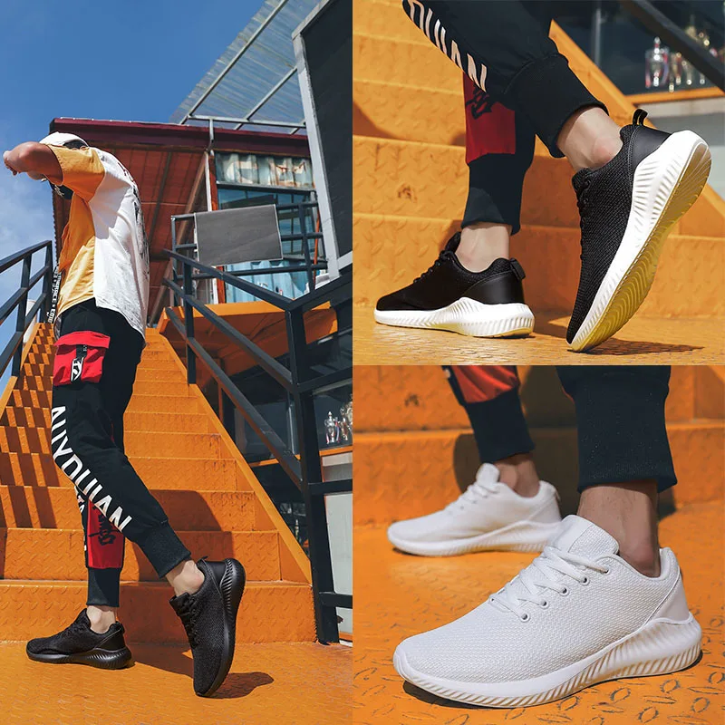 Sooneeya Classic Shoes Casual for Men Black White Lace Up Sneakers Male Damping Sole Lightweight Trainers Outdoor Walking Tenis |