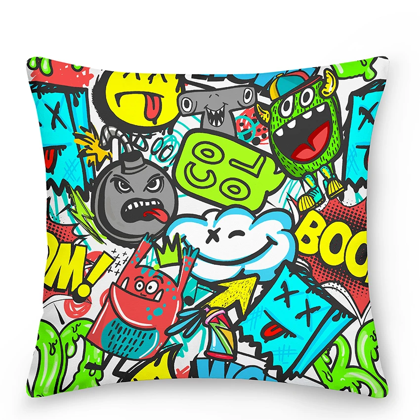Чехол для диванной подушки с мультяшным рисунком декоративная квадратная
