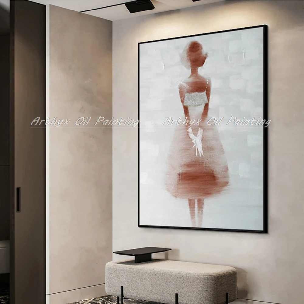 

Arthyx,Hand-Painted Beautiful Girl Oil Paintings On Canvas,Modern Abstract Pop Art Wall Pictures For Living Room Home Decoration