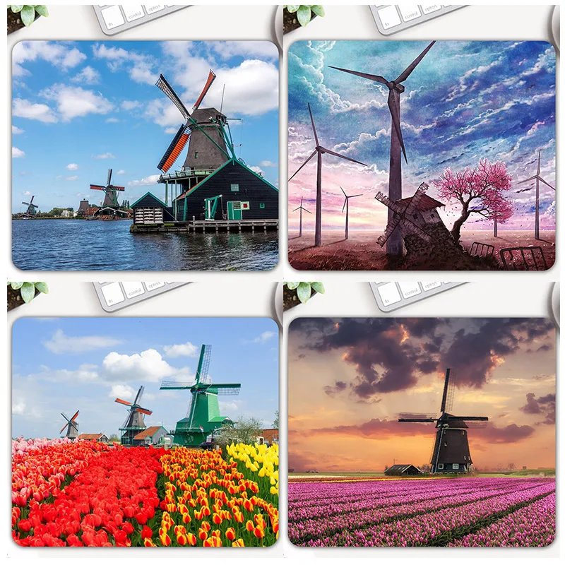 Игровой коврик для мыши с принтом Нидерланды Windmill компьютерный резиновый