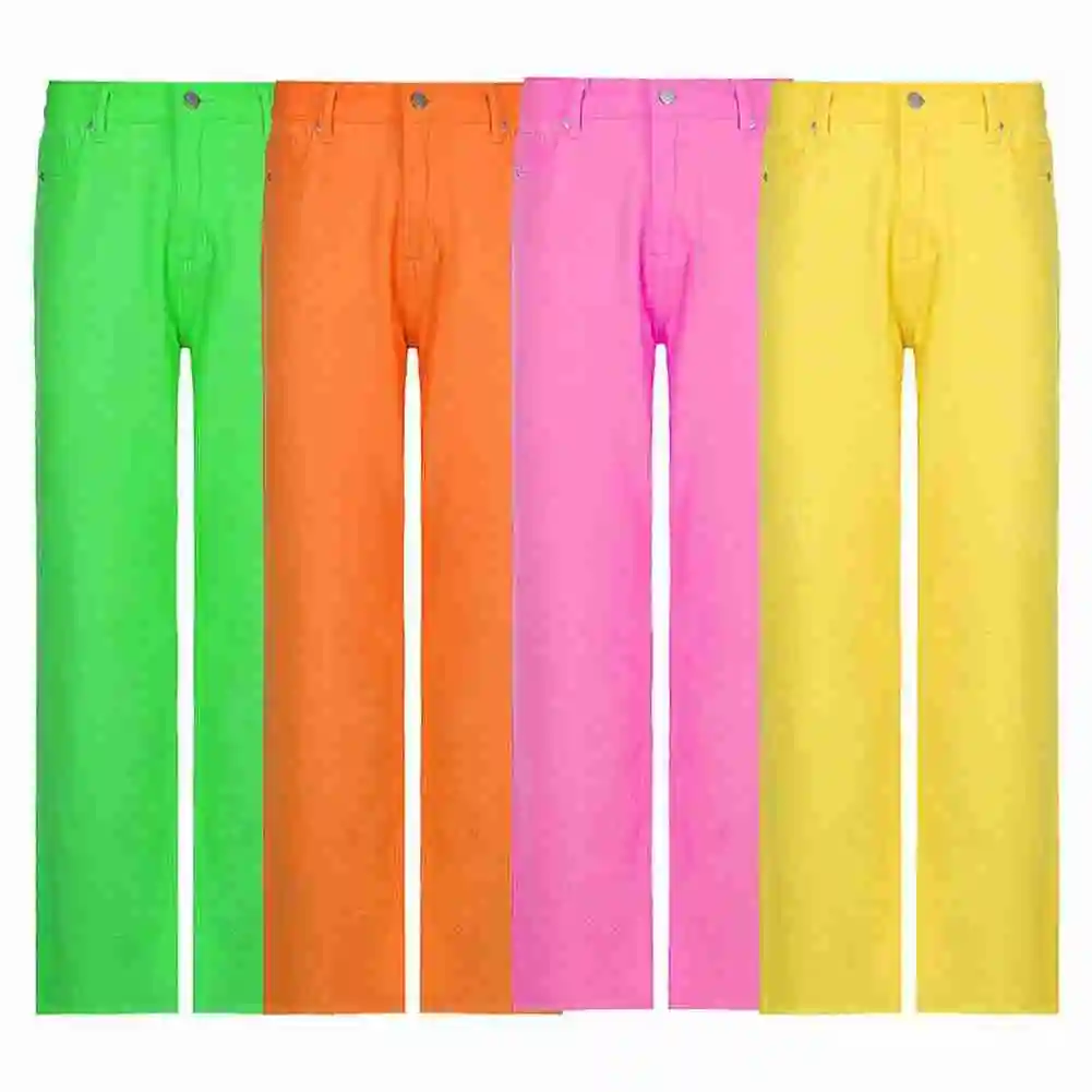 

2021 Women Color High Waist Wide Leg Pants Jeans Loose Streetwear Casual Fashion Summer Clothes Bottoms Trousers Vintage Quality