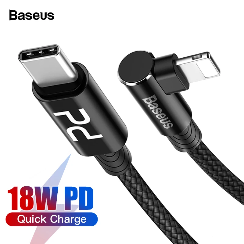 Baseus 18 Вт PD usb type C кабель для iPhone XS Max XR X 8 Plus Быстрая зарядка зарядное устройство USB кабель быстрая передача данных USB шнур провода
