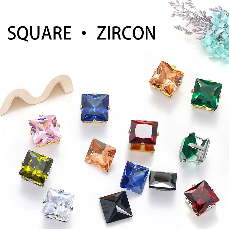 8*8MM square zircon claw diamond artificial color egg-shaped gemstone shiny white crystal - купить по выгодной цене |