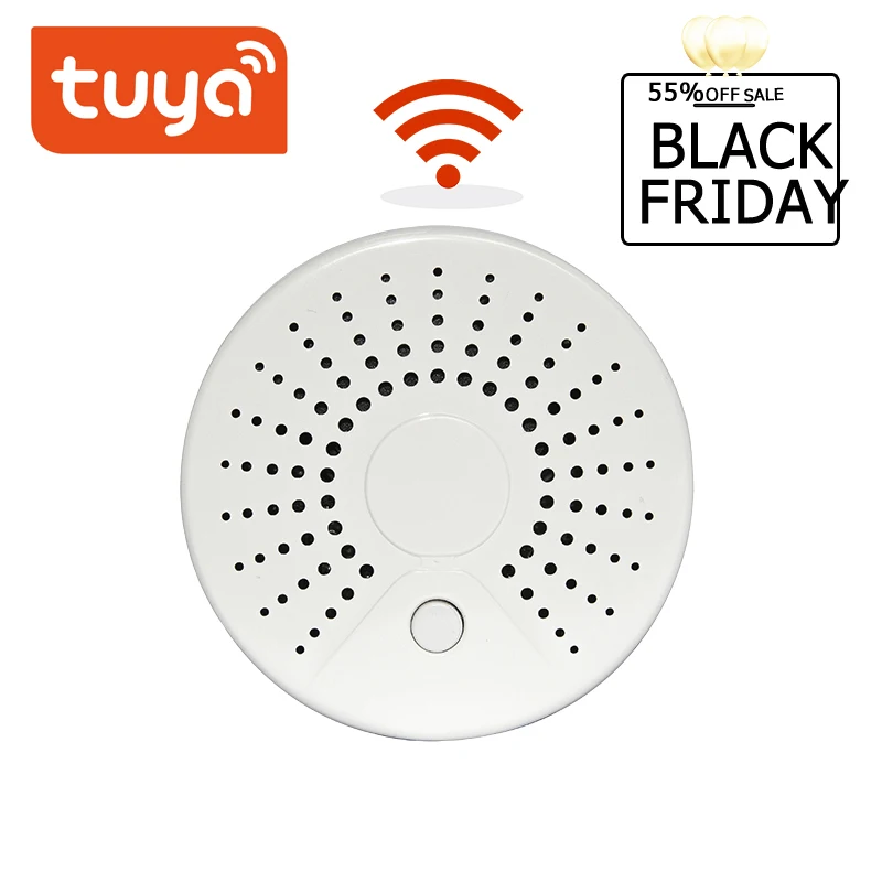 

Беспроводной детектор дыма Tuya, автономная система охранной сигнализации с Wi-Fi, датчиком температуры дыма, смарт-приложением