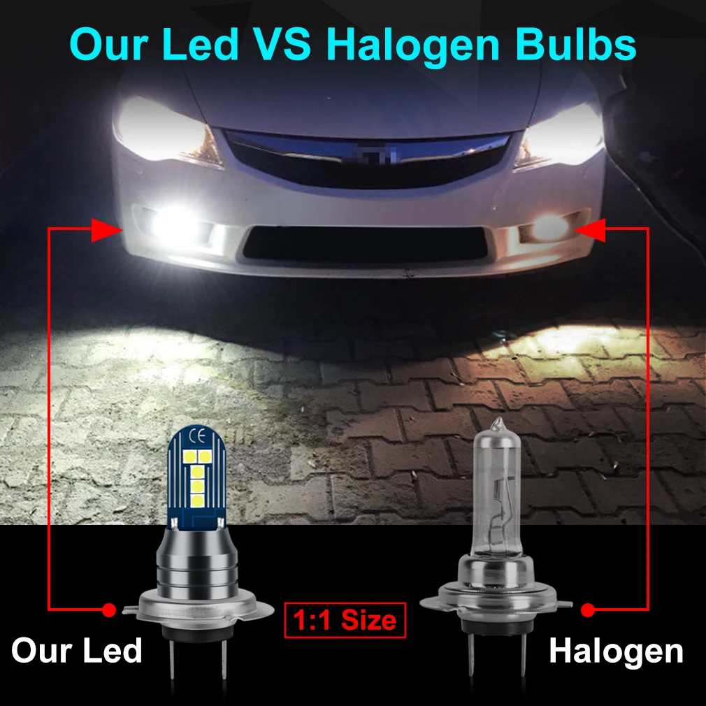

H7 LED Fog Light Bulbs for car LED Nebbia Lamp 3030 SMD 6000k White 12V 24V Auto Day Driving Running Lamp Super Bright CE ROHS