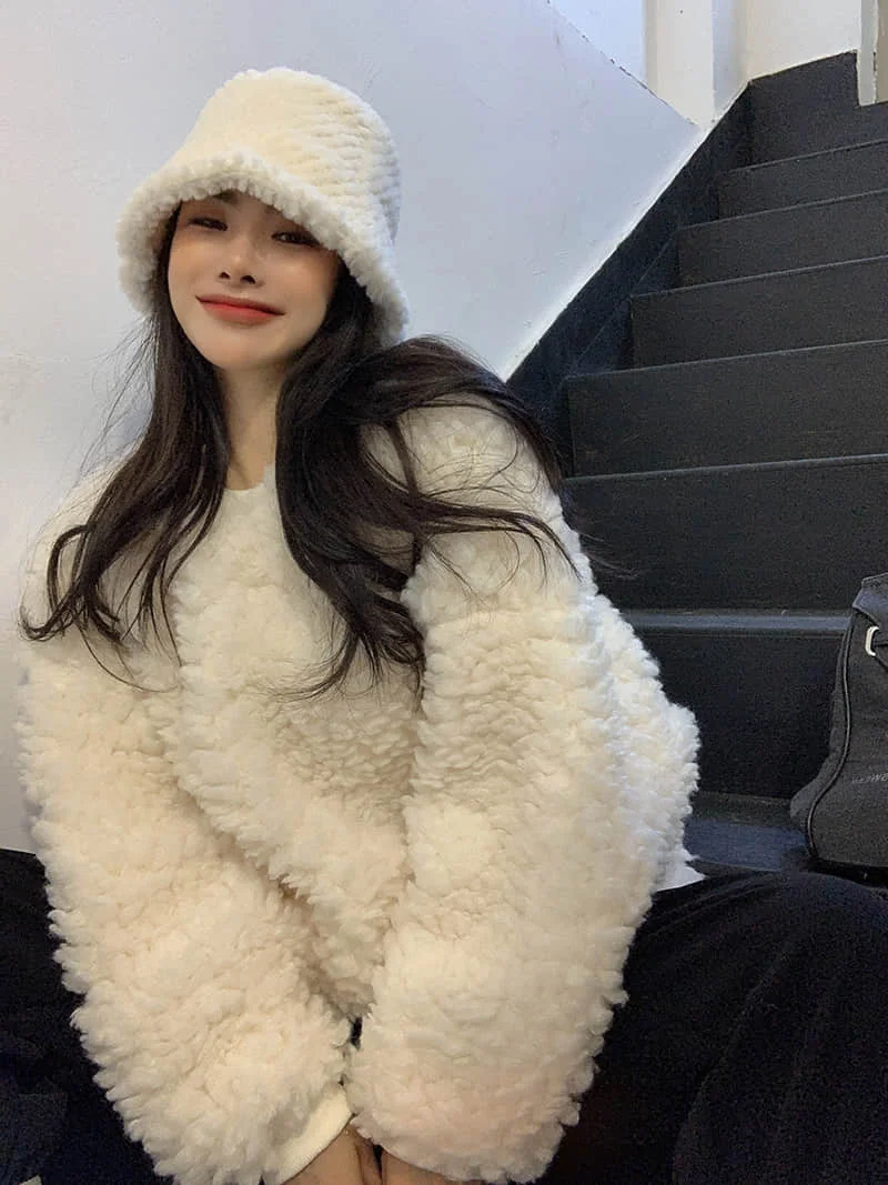 

NiceMix Autumn Winter Loose Velvet Sweatshirt Women O-neck Normcore Casual Pullover Female High Street Women Clothes