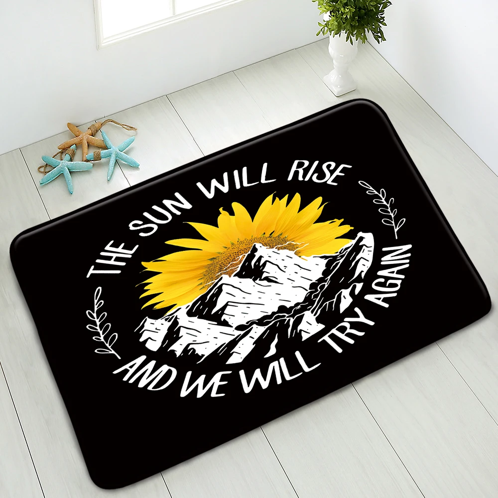

Sunflower Flower Plant Floor Mat Bathroom Anti-Slip Mats Kitchen Bedroom Living Room Doormat Washable Non-Slip Carpet Foot Pads
