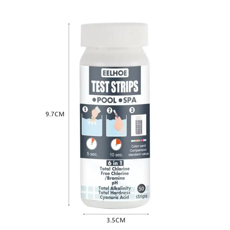 

6-In-1 Swimming Pool PH Test Paper Residual Chlorine PH Value Alkalinity Hardness Test Strip PH Tester Water Quality Testing