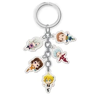5pcsset anime collection key buckle the seven deadly sins acrylic keychain comic figure transparent pendants key ring