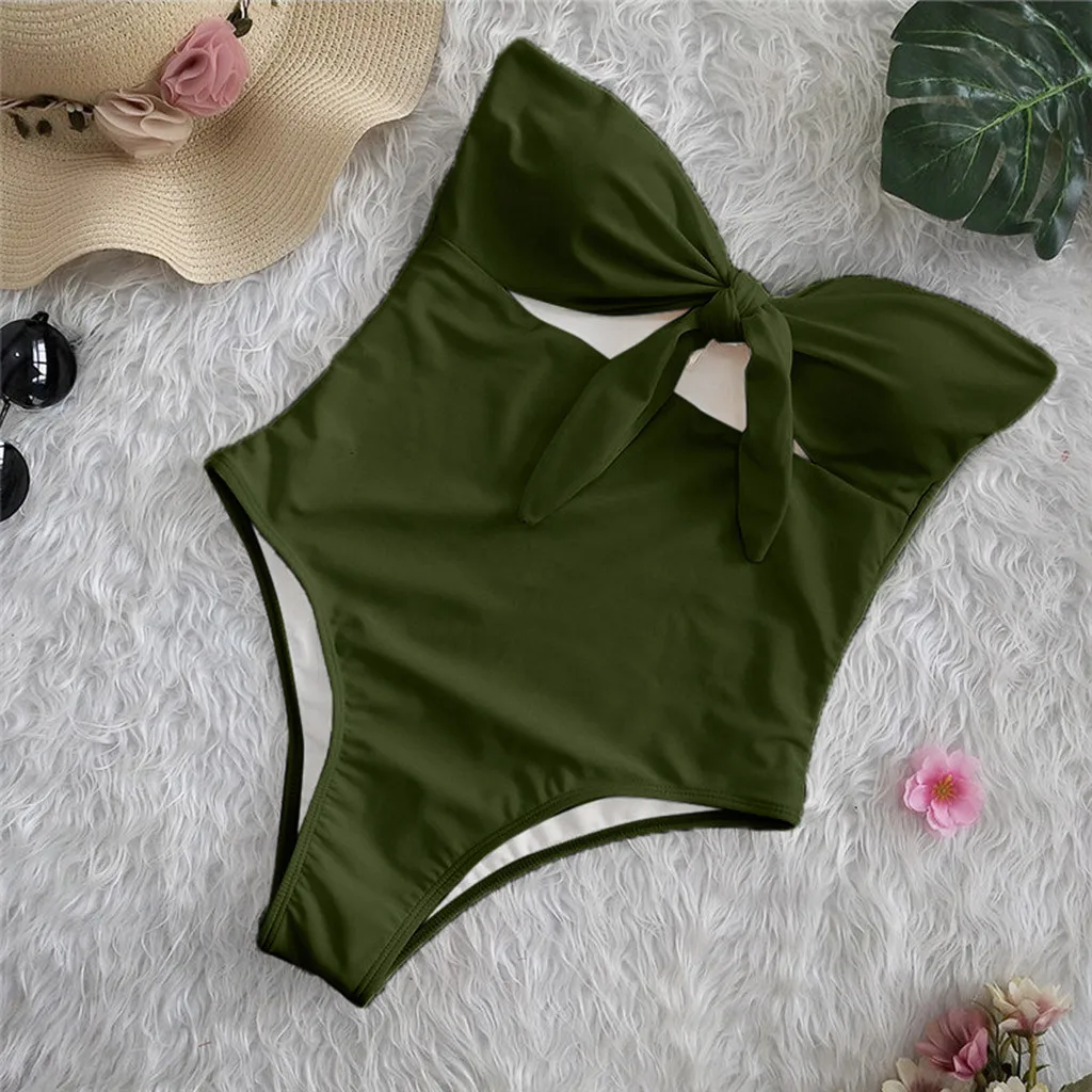 Женский купальный костюм бикини с высокой талией бандо пикантное женский