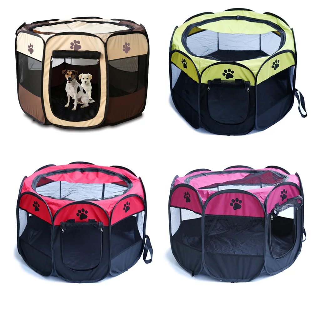 

Pet Portable Foldable Playpen Exercise Kennel Dogs Cats Indoor/Outdoor Removable Mesh Shade Cover