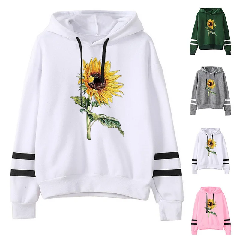 

Sunflower Print aesthetic graphic Hoodie women Parallel bars Harajuku grunge Sweatshirt Casual tops y2k clothes