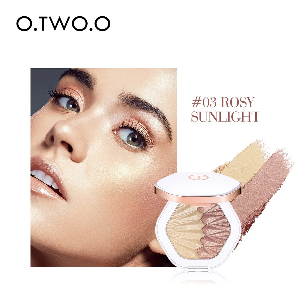 Rosy Sunlight O.TWO.O 2 в 1 хайлайтер палитра осветитель лица мерцающий контурный корпус хайлайтер светящийся макияж жемчуг белый розовый фиолетовый - Цвет: Rosy Sunlight