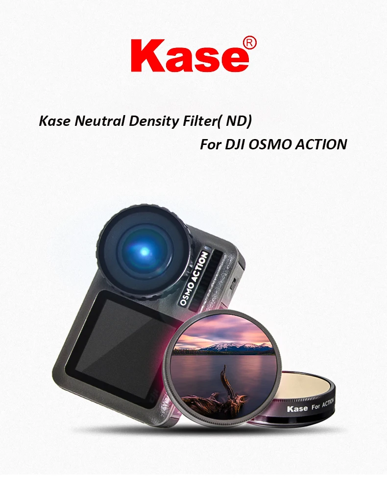 Kase Muti-coated нейтрально-серый ND фильтр ND8 ND16 ND32 ND64 Оптическое стекло для DJI OSMO ACTION