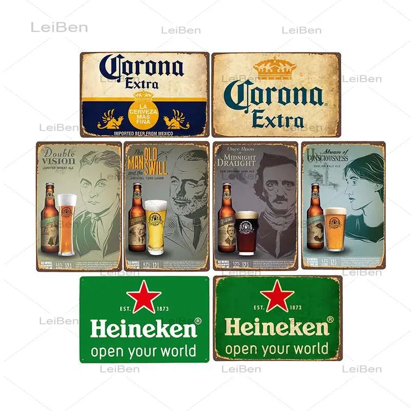 

Beer Classic Brand Retro Metal Plaque Ice Cold Drink Vintage Metal Tin Sign Wall Sticker Decoration Bar Pub Club Iron Painting
