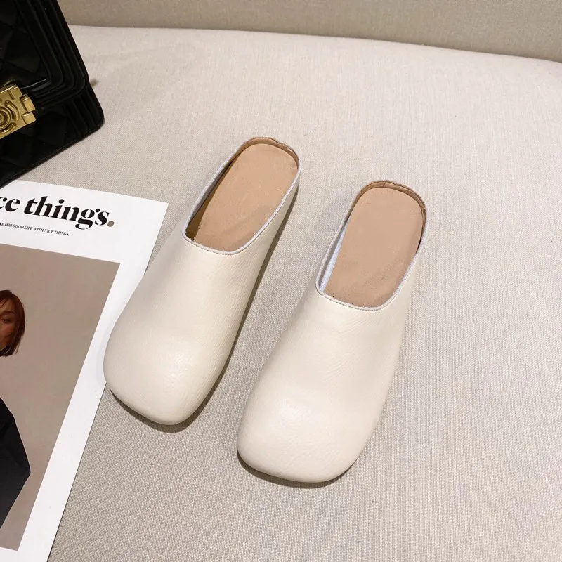 

Мягкие женские однотонные шлепанцы с закрытым носком, сланцы без застежек для улицы, лаконичные сандалии с квадратным носком, женская обувь...