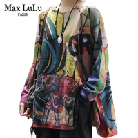 max lulu new 2020 british fashion ladies vintage printed sweaters women casual loose knitted pullovers female jumpers plus size
