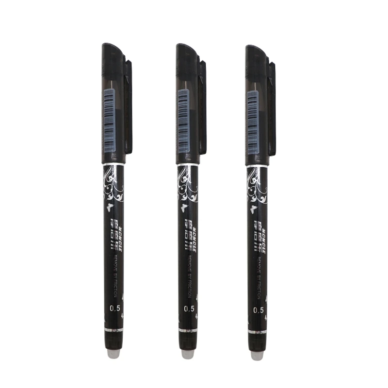 3 Pcs black 3/6 шт./компл. стирающаяся ручка с пастой синий/черный для студентов канцелярские принадлежности ручка Универсальный гелевая ручка 0,5 мм наконечник письма Fluently сильное качество - Цвет: 3 Pcs black