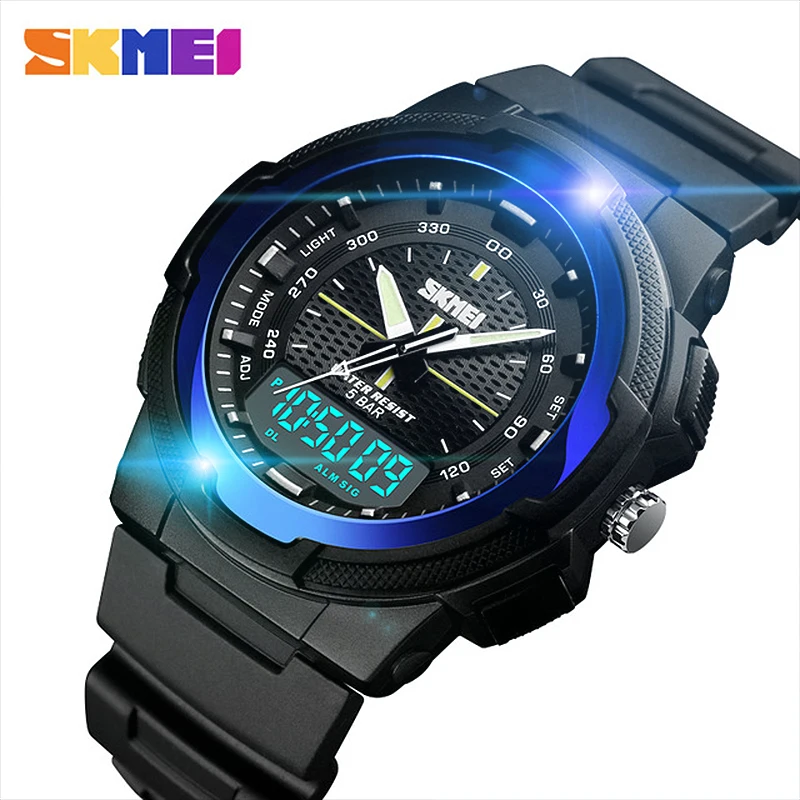 Цифровые наручные электронные часы SKMEI Мужские кварцевые с ПУ ремешком