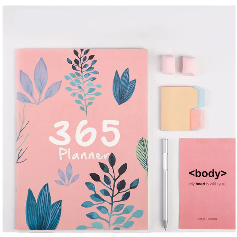 365 pink Цветок А4 повесток расписание тетрадь ежемесячный планировщик журнал органайзера корейские кавайные канцелярские принадлежности офисные школьные принадлежности - Цвет: 365 pink