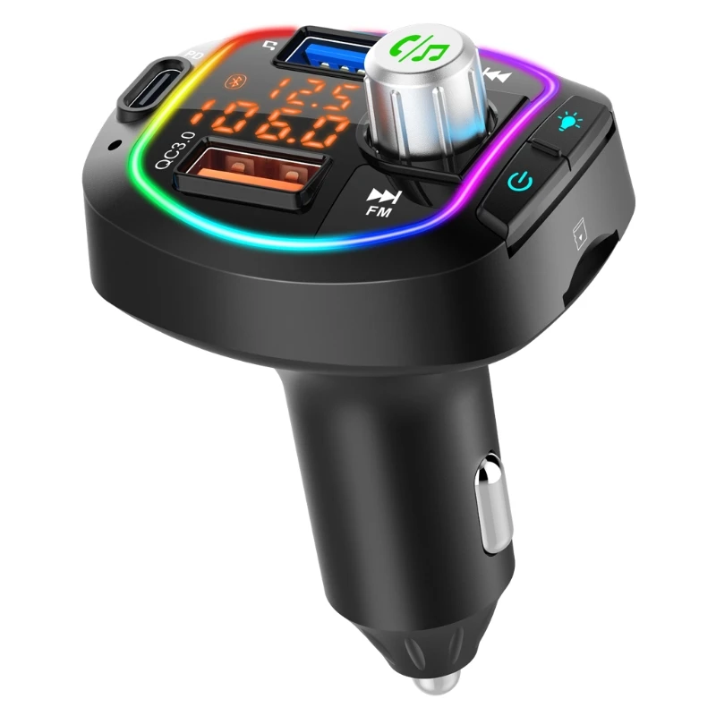 

Car Bluetooth 5.0 Wireless FM Transmitter,Quick Charge with Dual USB, PD3.0