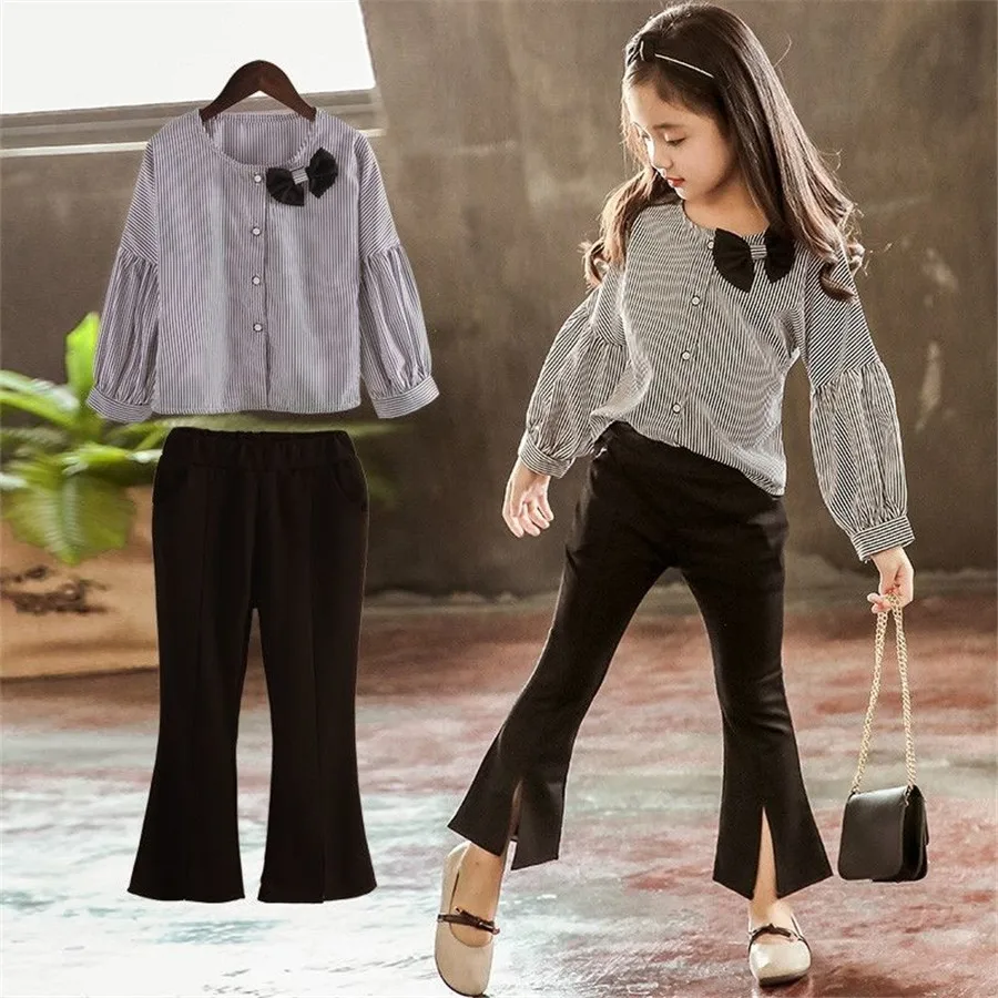 2020 для маленьких девочек Комплекты одежды в клетку с длинными рукавами футболки +