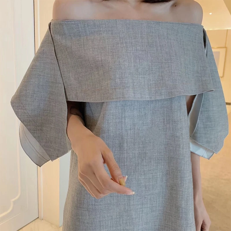 

Women summer single shoulder Women 2020 Sexy Off Shoulder Long Sleeve Slim Elastic loose Party Dresses Vestidos