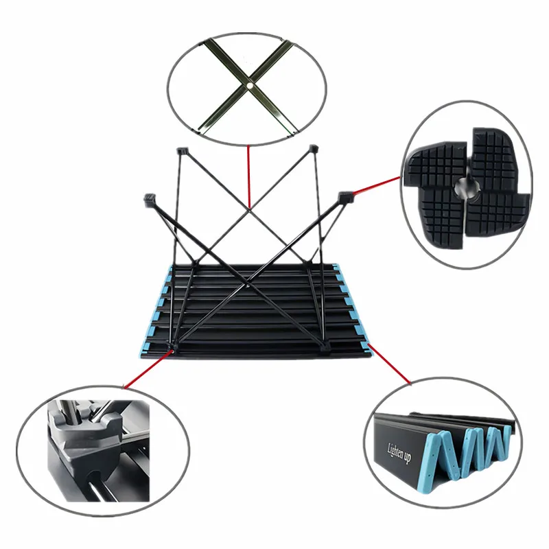 Практичный суперсветильник садовый стол из алюминиевого сплава с сумкой ткани