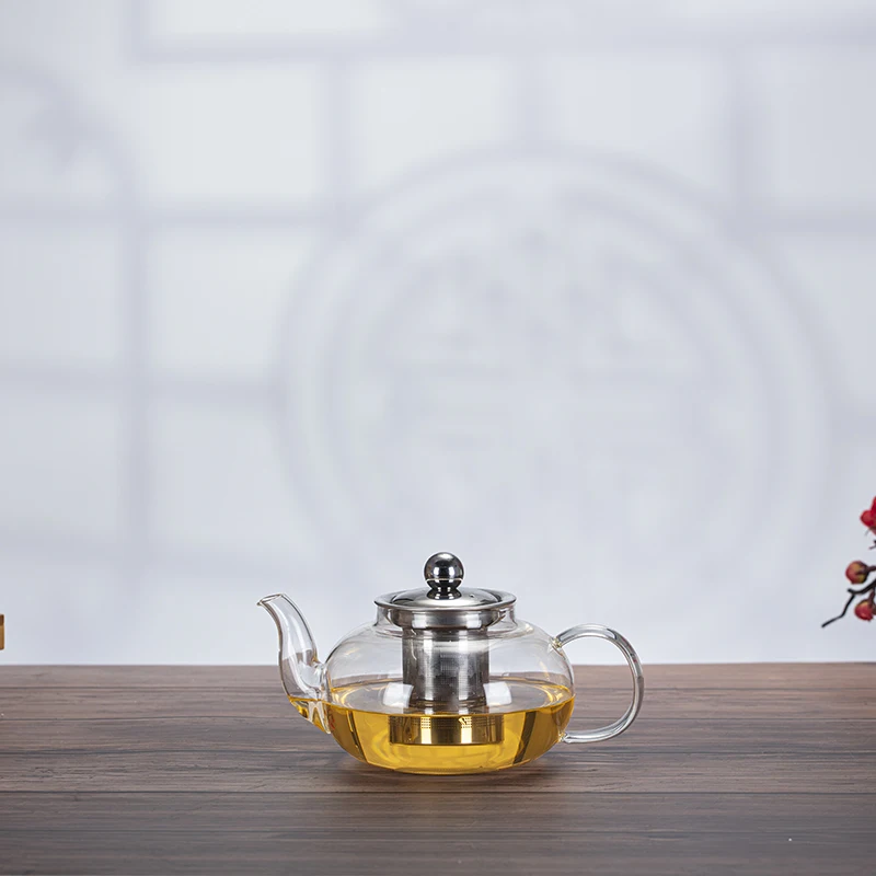 Чайник из боросиликатного стекла с ситечком нержавеющей стали 304 термостойкий