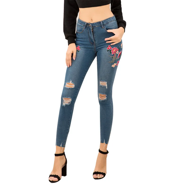 

Spring and autumn jeans ladies stretch calf pants