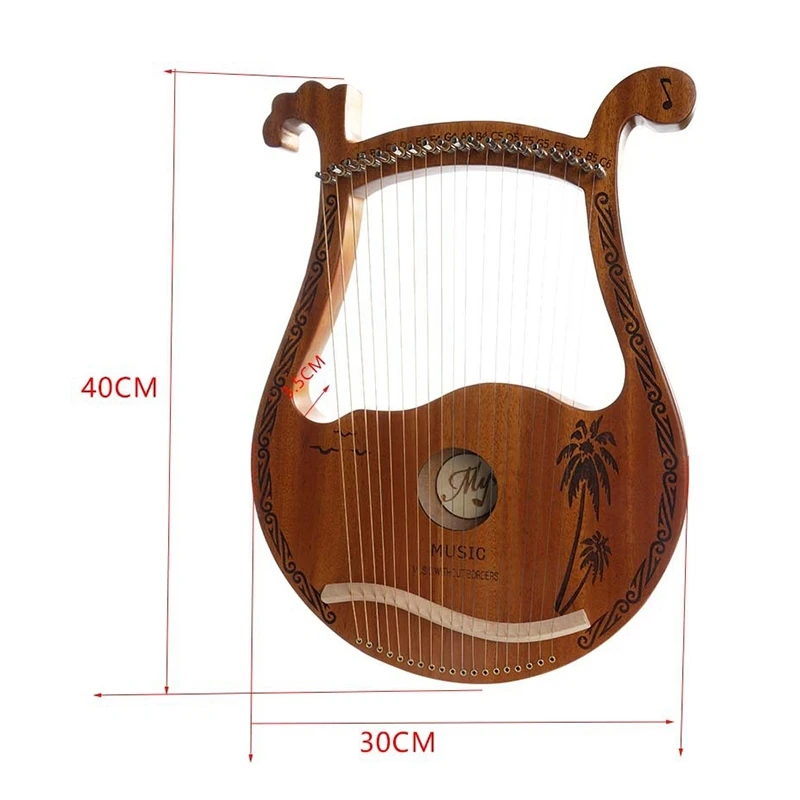 Милая голова оленя Форма Лира Арфы Портативный красного дерева 19 струны с
